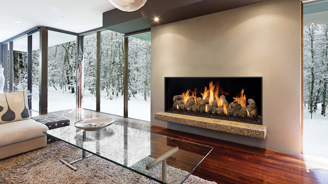 DaVinci Timber Fire Single-Sided lodge-style gas fireplace