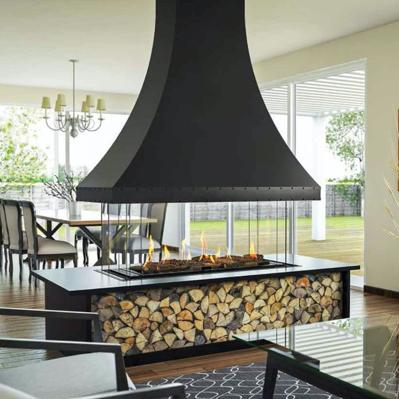 Foyer Island 130 (sans hotte, avec base) + hotte décorative