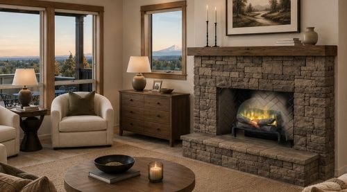 Dimplex Revillusion RLG20 log set in a fireplace opening
