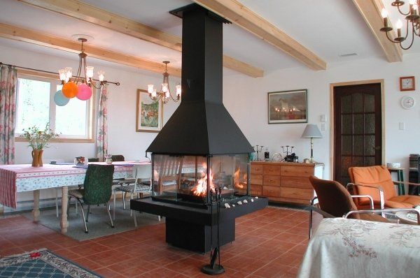 Don-Bar 9000 Central Fireplace with Custom Table - Photo #5 - 9000 with glass on stand/base + custom table