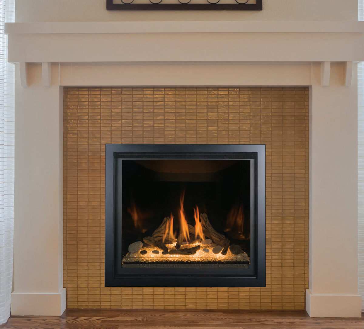 Kozy Heat Bayport 36 direct-vent gas fireplace with brick interior
