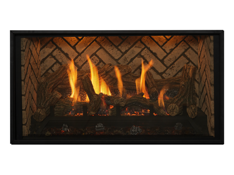 Kozy Heat Bellingham 44 direct-vent gas fireplace with traditional logs
