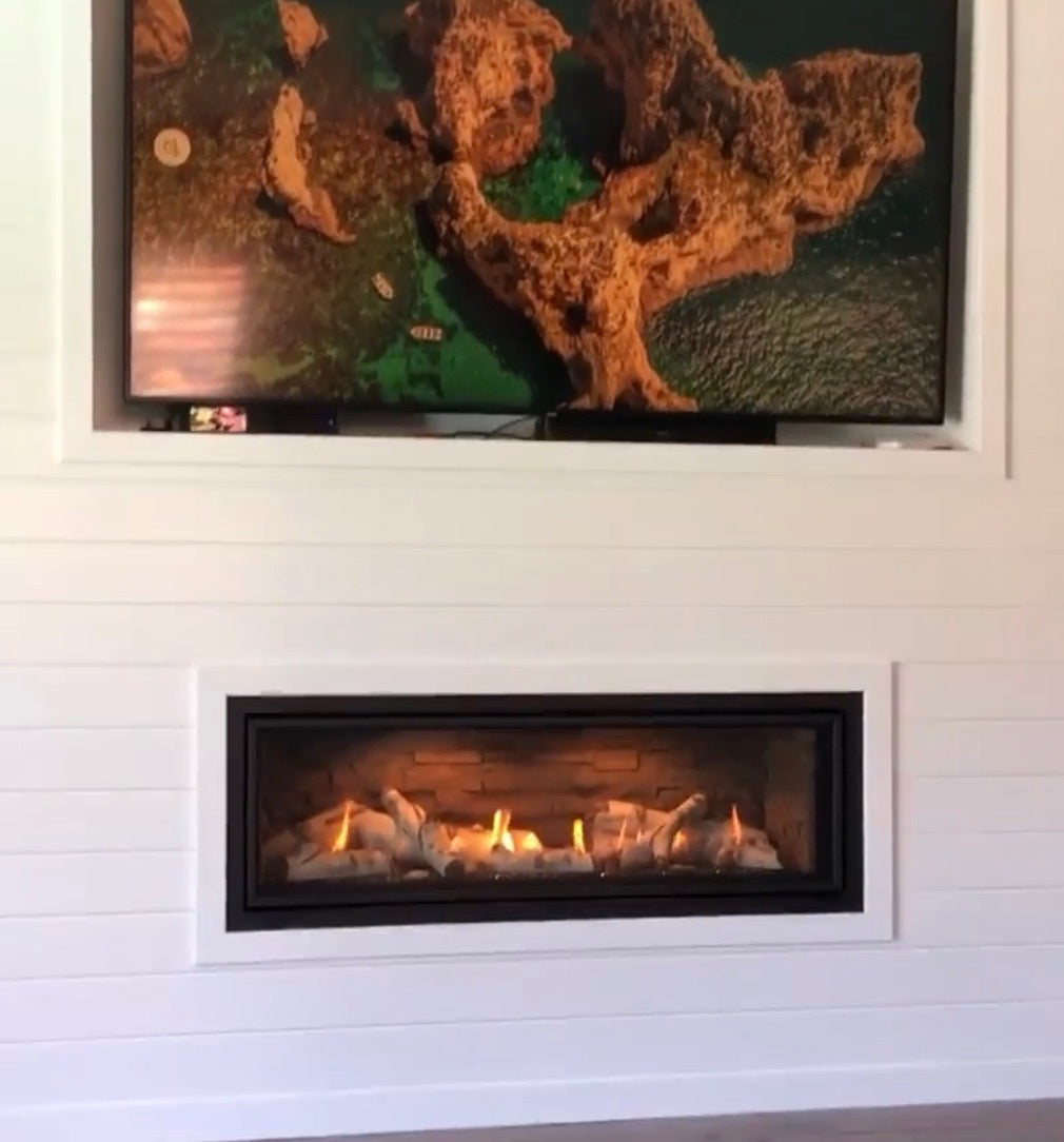 Kozy Heat Callaway 40 linear gas fireplace with birch media