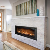 Kozy Heat Callaway 50 linear gas fireplace with ledgestone installation