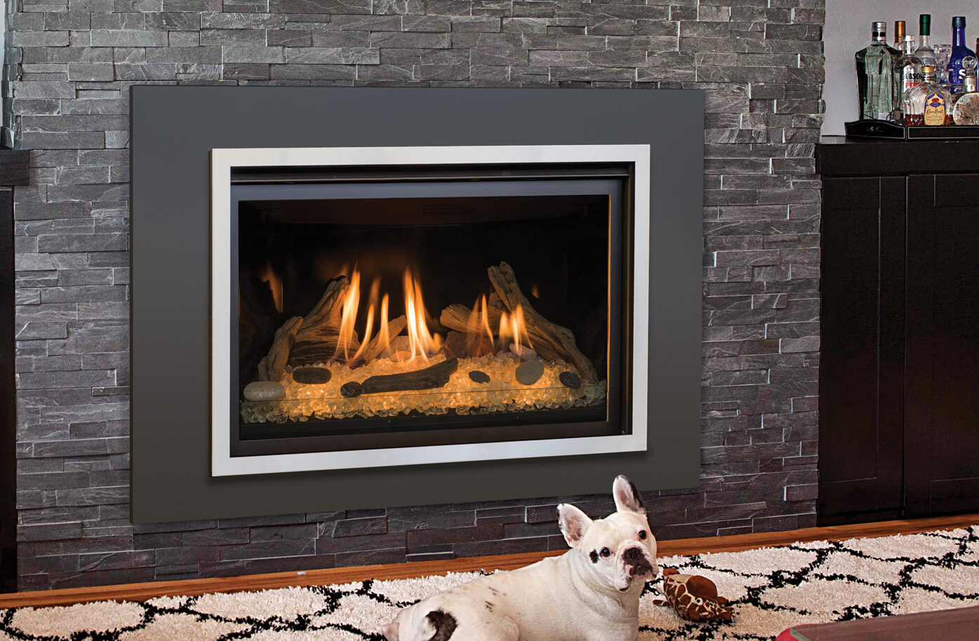 Kozy Heat Chaska 34 gas insert in a contemporary room