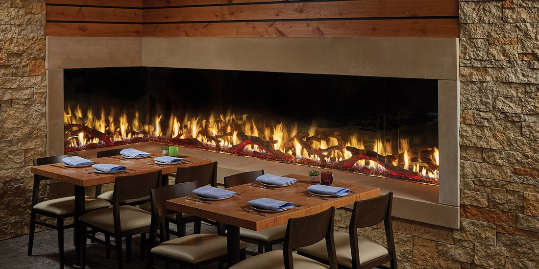 DaVinci Collection L-Configuration custom gas fireplace