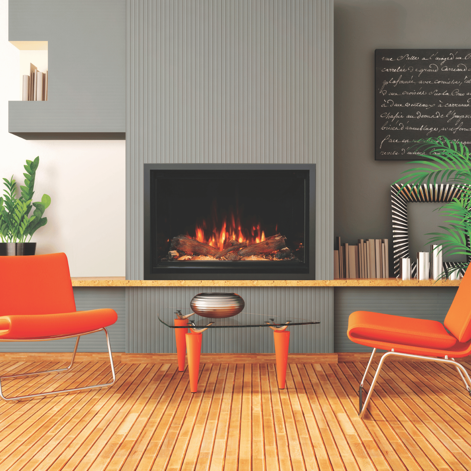 Kozy Heat Osseo e34 electric fireplace insert in a contemporary room