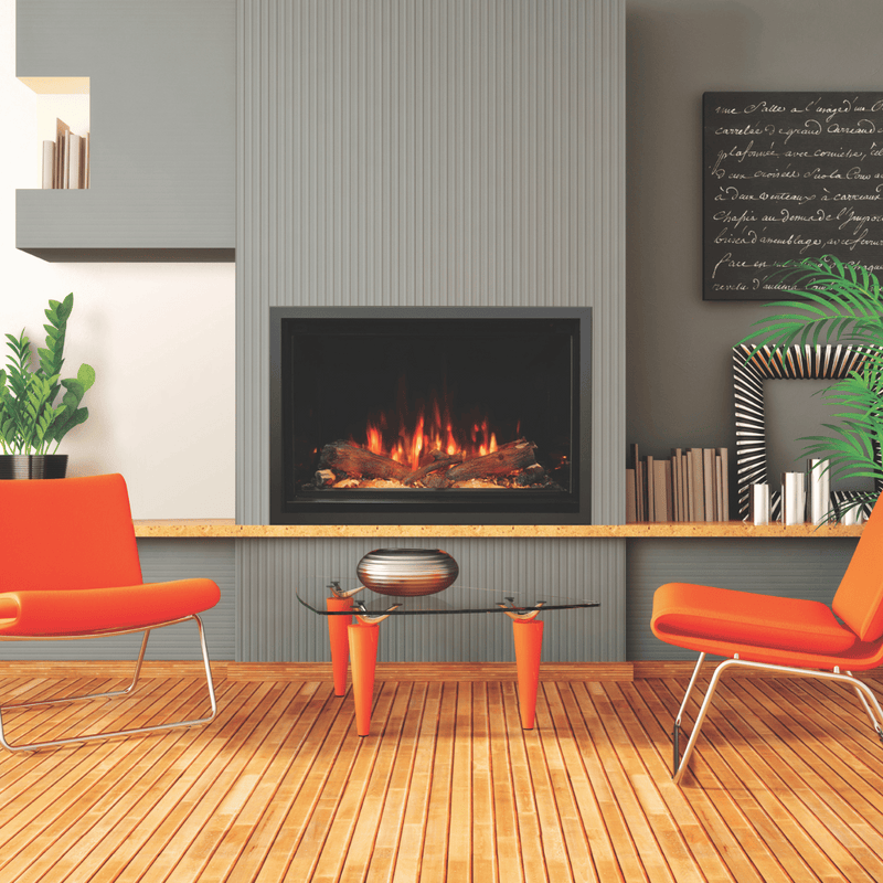 Kozy Heat Osseo e34 electric fireplace insert in a contemporary room