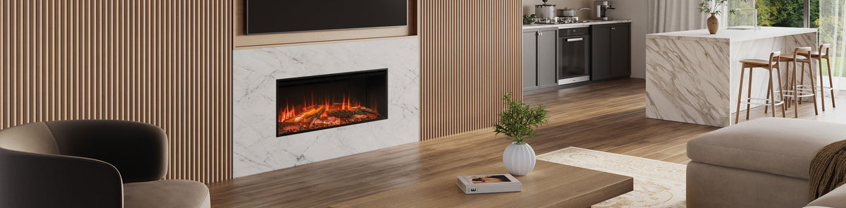 Regency Avita EXA120 electric fireplace in a single-sided installation