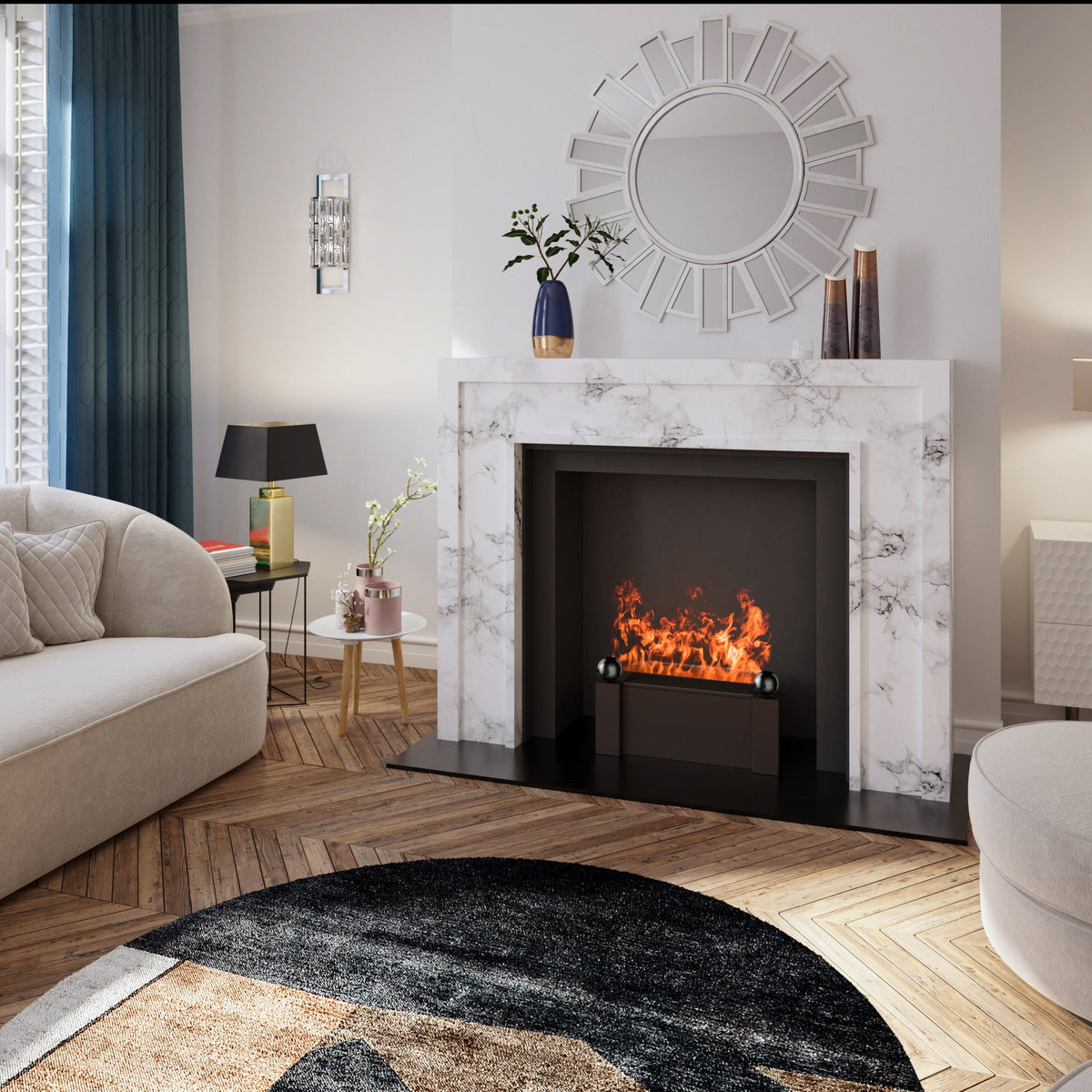 Aquafire Gatsby water vapor electric fireplace gallery image
