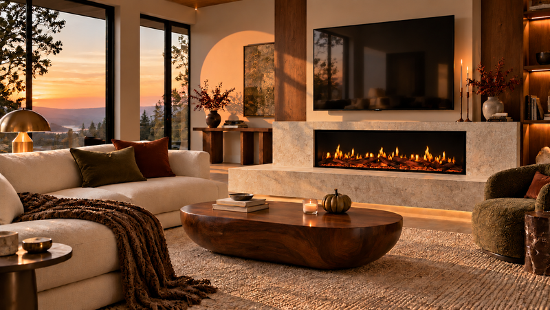 Modern Flames Orion V2 Multi 76-inch electric fireplace in a furnished room