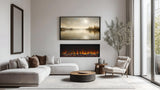 SimpliFire Scion 55-inch electric fireplace with included driftwood-style logs, shown in a furnished room