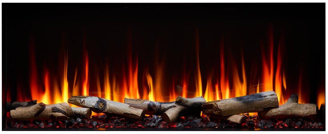 SimpliFire Triton 50-inch electric fireplace with optional XL birch logs, sold separately
