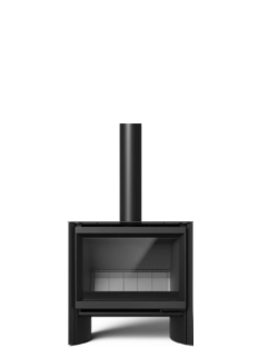 Black freestanding stove on a white background