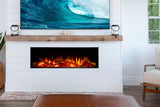 Valor LEX2-S 50-inch linear electric fireplace in front-view configuration with optional splitwood logs