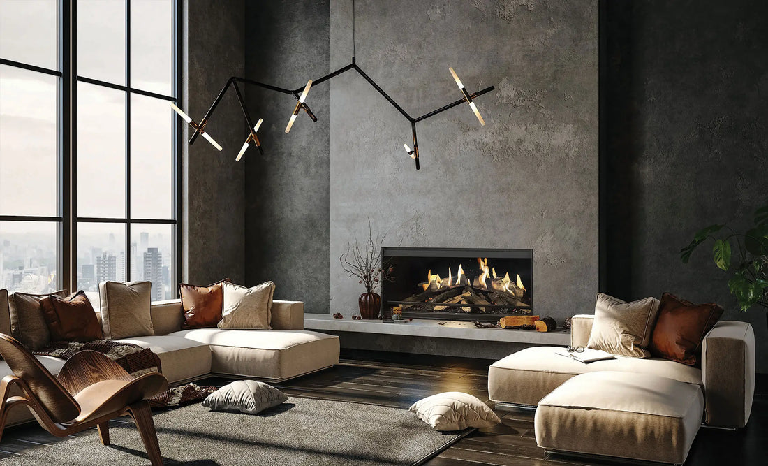 NetZero E-One holographic fireplace in a luxury interior