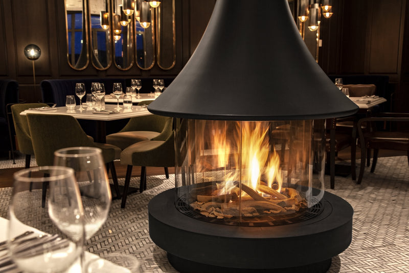 Ortal circular gas fireplace at Fairmont Tremblant