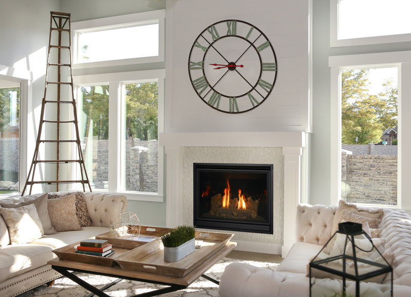 Kozy Heat SP41 slim-profile gas fireplace installed in a bright contemporary living room